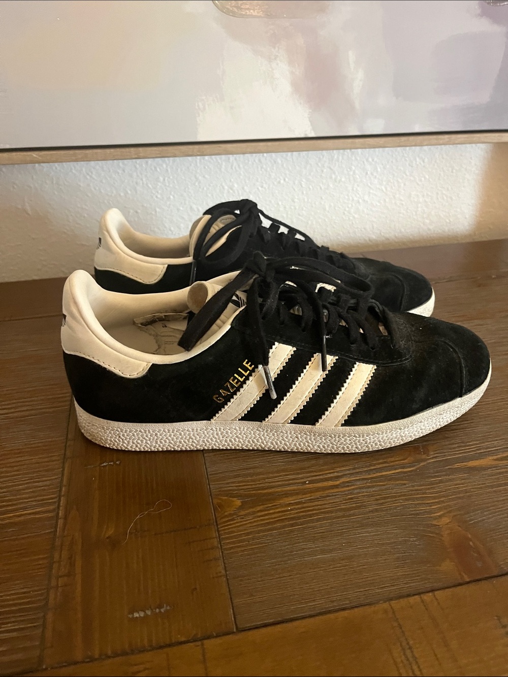 adidas Black and White Gazelle Suede Sneakers